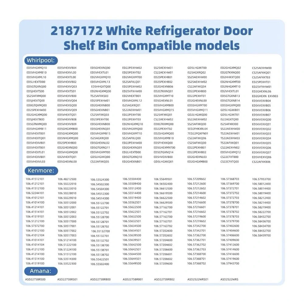 Door Shelf 2 Pack Bins 2187172 Fits Whirlpool Kenmore Refrigerator for‎ PS328468